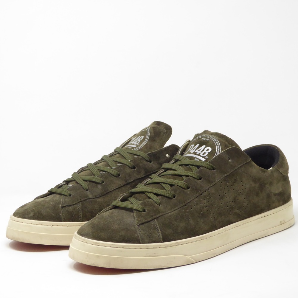 P448 Mens Jack Sneakers Green Suede Low Top Lace Up Shoes Size 50EU / 15US